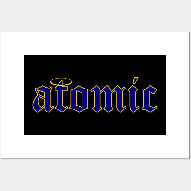 The eminence in shadow I am atomic cool streetwear typography design in Navy and Gold Color Wall Art by Animangapoi